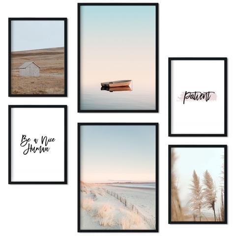Set Di 6 Stampe Poster Da Spiaggia, Stampe Artistiche Da Parete, Stampe Decorative, Design D'interni In Stile Galleria D'arte A3 & A4 Senza Cornice - Foto 1