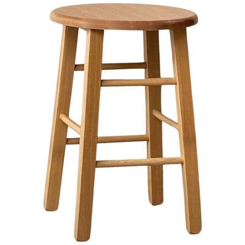 Sgabello H 47 Cm In Legno Noce Chiaro Con Seduta Rotonda E Gambe Dritte - Foto 2