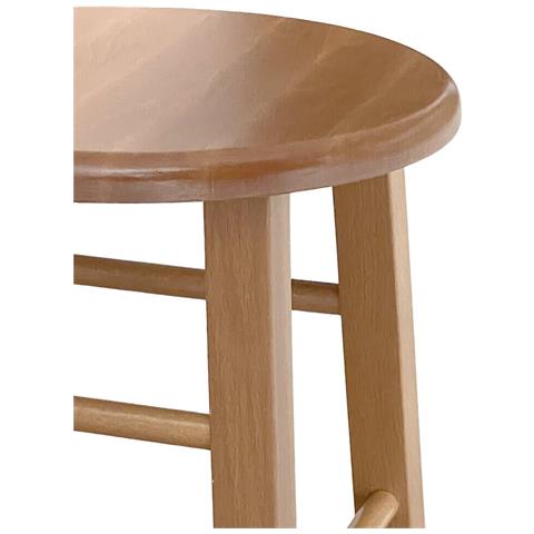 Sgabello H 47 Cm In Legno Noce Chiaro Con Seduta Rotonda E Gambe Dritte - Foto 5