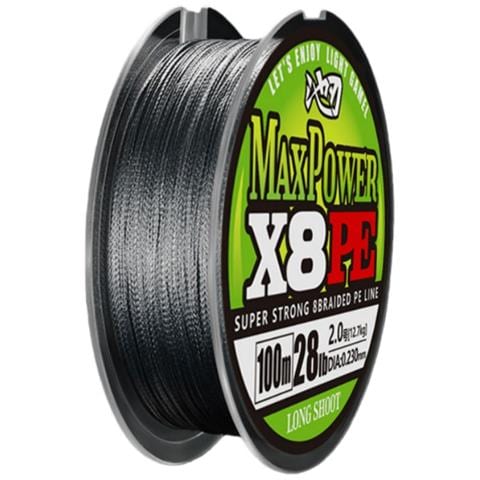 Maxpower X8 Pe Filo Da Pesca Intrecciato - 8 Trefoli, 100m Grigio, Misura 3 - Forza Superiore E Lancio Fluido - Foto 1