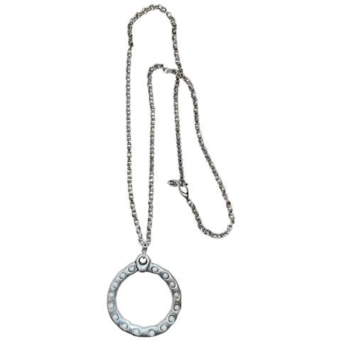 Collana Lunga A Cerchio Con Perle In Argento Sterling 999, 7 Micron. Lunghezza 100 Cm - Foto 1