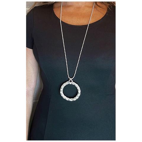 Collana Lunga A Cerchio Con Perle In Argento Sterling 999, 7 Micron. Lunghezza 100 Cm - Foto 3