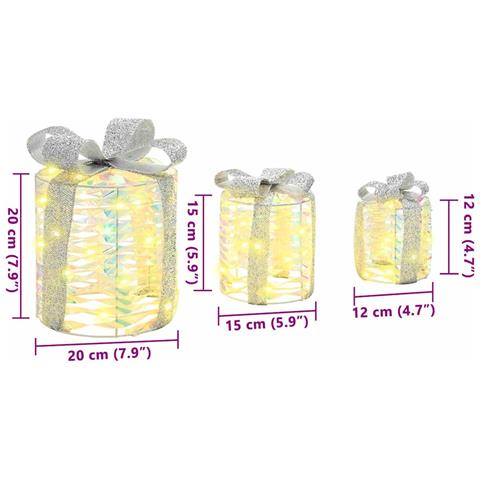 Decorazione Scatola Regalo con 60 LED 3 pcs Bianco caldo PET - Foto 7