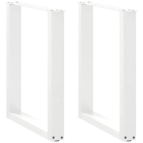 Gambe per tavolo da pranzo a forma di U 2 pz bianche 70x(72-73) cm in acciaio - Foto 1