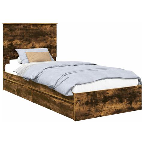 Letto con Contenitore Rovere fumé 90 x 190 cm Legno multistrato - Foto 1