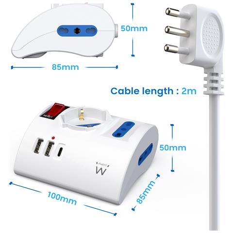 EW3868 prolunghe e multiple 2 m 3 presa (e) AC Interno Bianco - Foto 2