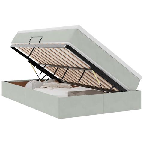 Letto con contenitore e materasso Grigio chiaro 120 x 190 cm - Foto 1