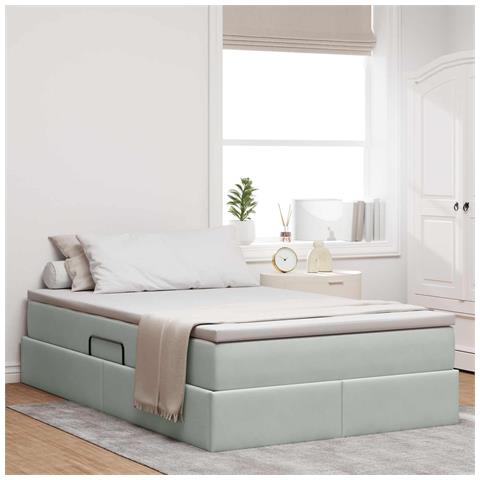 Letto con contenitore e materasso Grigio chiaro 120 x 190 cm - Foto 2