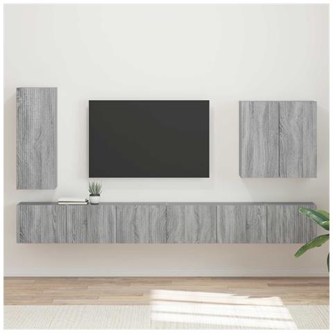 Set di Mobiletto da TV a Parete 6 pcs Grigio Sonoma - Foto 2