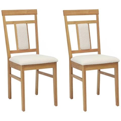 Sedia da pranzo 2 pcs Naturale e chiaro Legno di gomma solido - Foto 1