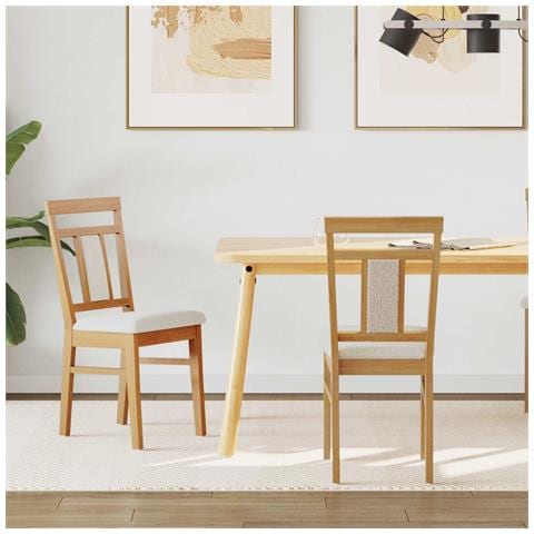Sedia da pranzo 2 pcs Naturale e chiaro Legno di gomma solido - Foto 2