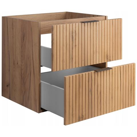 | Set di mobili da bagno - Marron Mat - Chêne Craft | 60/57/46 cm & 35/136/27 cm | Mobili sottolavabo, mobili da bagno, armadio alto, mobile da bagno - Foto 2