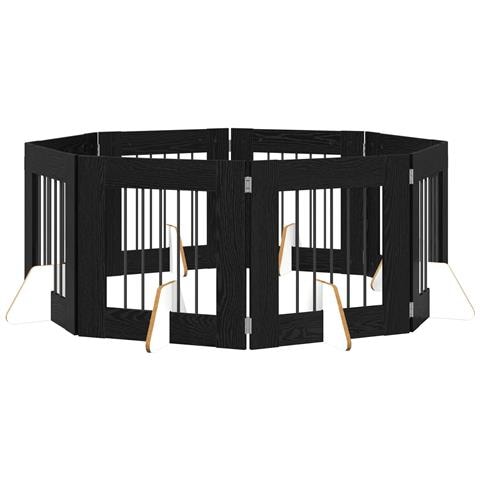 Cancello per cani con supporti 8 pcs Rovere Nero 60 x 60 cm - Foto 1