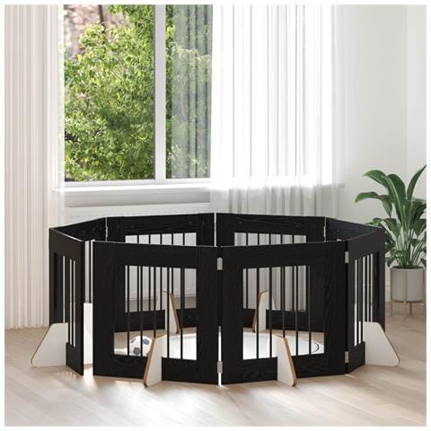 Cancello per cani con supporti 8 pcs Rovere Nero 60 x 60 cm - Foto 2