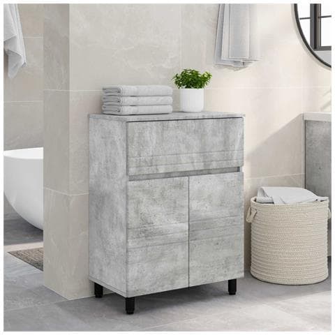 Mobiletto da bagno Grigio Cemento 60 x 35 x 80 cm - Foto 2