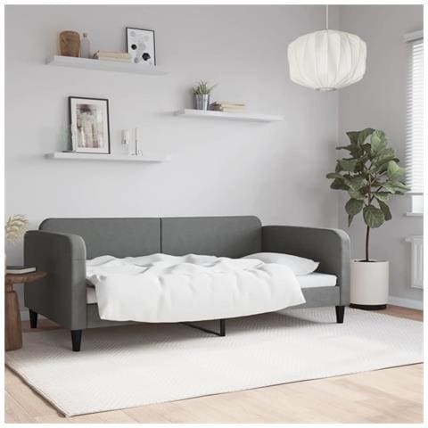 Letto da Giorno Grigio Scuro 100x190 cm in Tessuto - Foto 2