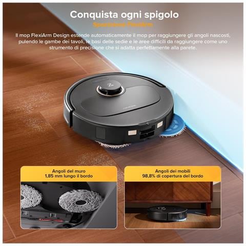 Qrevo S5V Aspirapolvere Robot e Lavapavimenti 2-in-1, Aspirazione 12000Pa, Doppio Sistema Anti-Groviglio, 2 Spazzole Rotanti Sollevabili, Evitamento Ostacoli Intelligente, Lavaggio automatico e asciugatura del panno, Nero - Foto 2