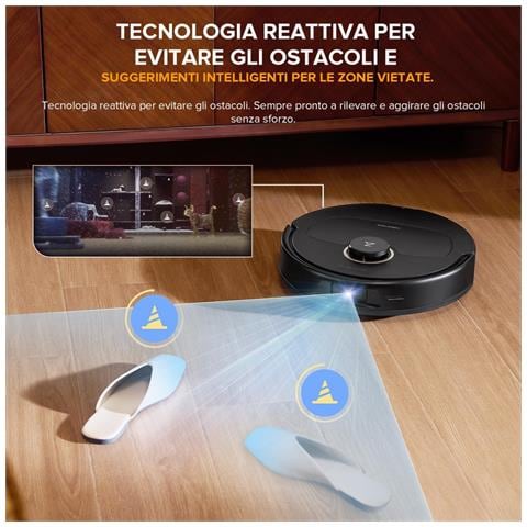 Qrevo S5V Aspirapolvere Robot e Lavapavimenti 2-in-1, Aspirazione 12000Pa, Doppio Sistema Anti-Groviglio, 2 Spazzole Rotanti Sollevabili, Evitamento Ostacoli Intelligente, Lavaggio automatico e asciugatura del panno, Nero - Foto 10