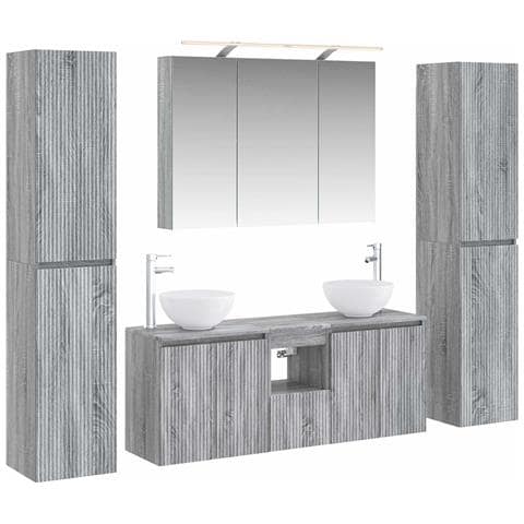 Set di mobili per il bagno 6 pcs Sonoma grigio - Foto 1