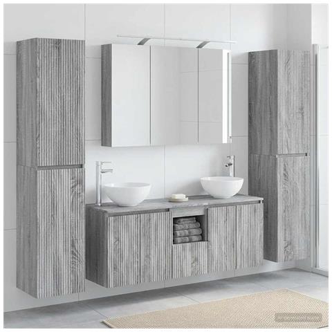 Set di mobili per il bagno 6 pcs Sonoma grigio - Foto 2