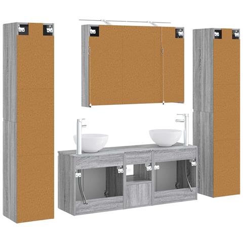 Set di mobili per il bagno 6 pcs Sonoma grigio - Foto 9