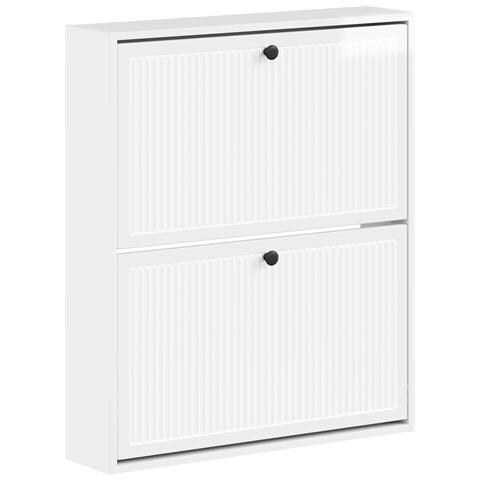 Mobiletto per Scarpe da Muro EDE 71 x 17 x 86 cm Bianco Lucido - Foto 1