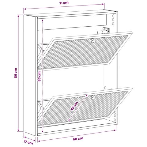 Mobiletto per Scarpe da Muro EDE 71 x 17 x 86 cm Bianco Lucido - Foto 9