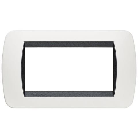 3 Placche Muro 4 Posti Moduli Bianco Lucido Compatibile Tipo Bticino Living - Foto 1