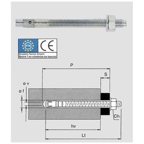 Set 20 Tassello Acciaio Con Dado Fbn Ii 12.10 12x106 Ferramenta - Foto 2