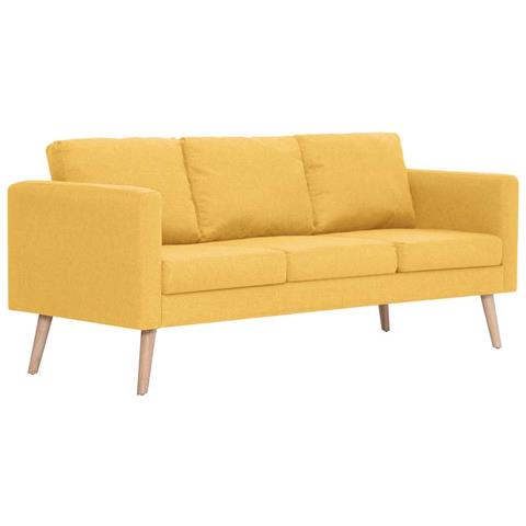Divano A 3 Posti In Tessuto Giallo - Foto 1