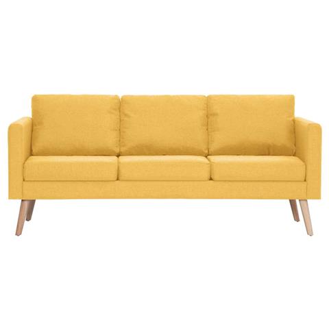 Divano A 3 Posti In Tessuto Giallo - Foto 7