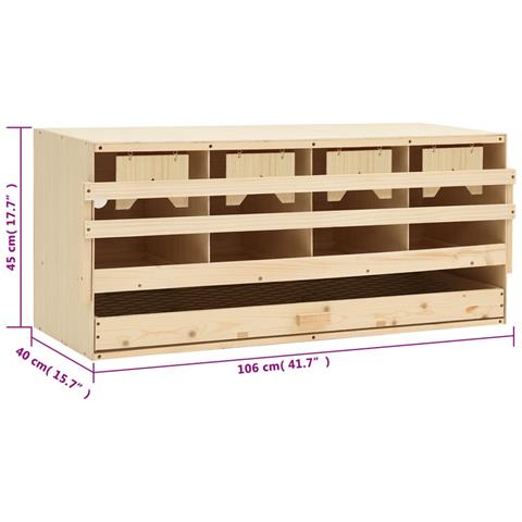 Casetta Cova per Galline 4 Scomparti 106x40x45 cm Legno di Pino - Foto 2
