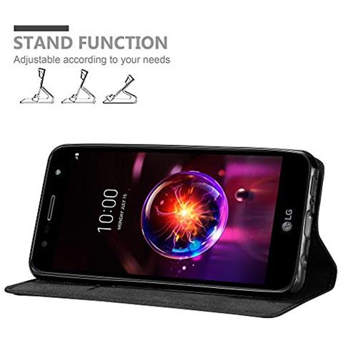 Cadorabo Custodia Compatibile Con Lg X Power 3 In Nero Di Notte - Coperchio Protettiva Con Chiusura Magnetica, Funzione Stand E Tasca Per Le Carte - Foto 2