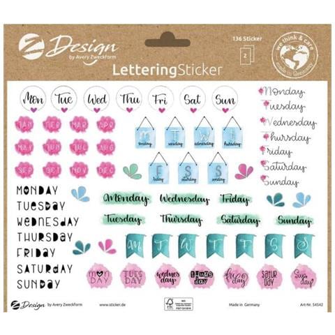 Zweckform Zdesign Trend Sticker Lettering Tag+monat Konturgestanzt, Aus Hochwertigem Fsc-papier, - 1 Stck (54542)  - Foto 1