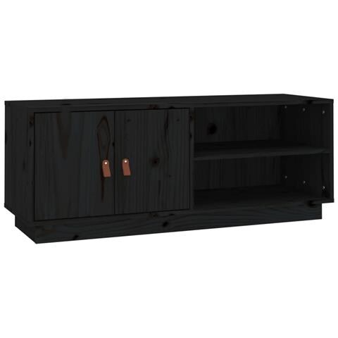 Mobile Porta Tv Nero 105x34x40 Cm In Legno Massello Di Pino - Foto 2