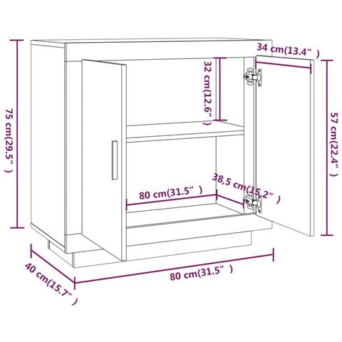 Credenza Rovere Sonoma 80x40x75 cm in Legno Compensato - Foto 12