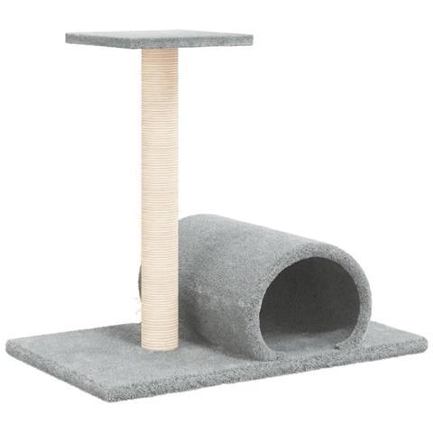 Palo Tiragraffi Per Gatti Con Tunnel Grigio Chiaro 60x34,5x50cm - Foto 1