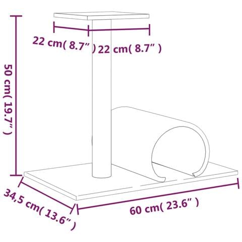 Palo Tiragraffi Per Gatti Con Tunnel Grigio Chiaro 60x34,5x50cm - Foto 6