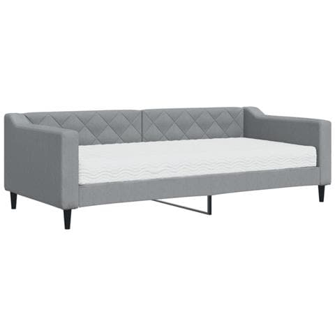 Divano Letto Con Materasso Grigio Chiaro 90x200 Cm In Tessuto - Foto 1