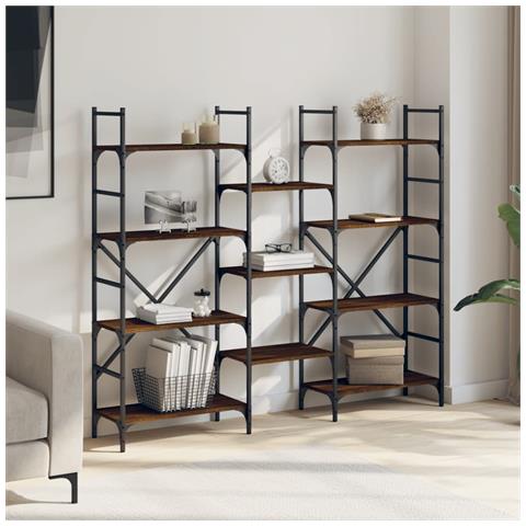 Libreria Rovere Marrone 160x28,5x136,5 Cm In Legno Multistrato - Foto 3
