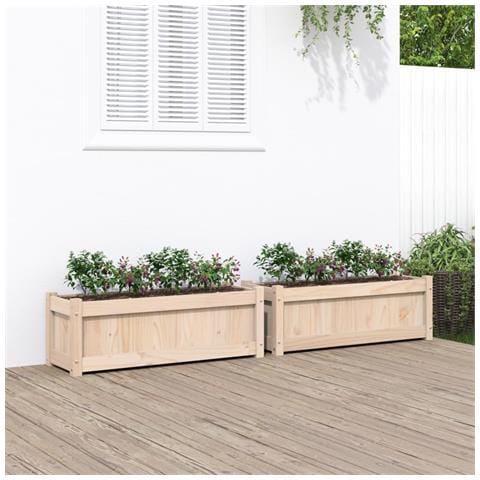 Fioriere Da Giardino 2 Pz In Legno Massello Di Pino - Foto 1