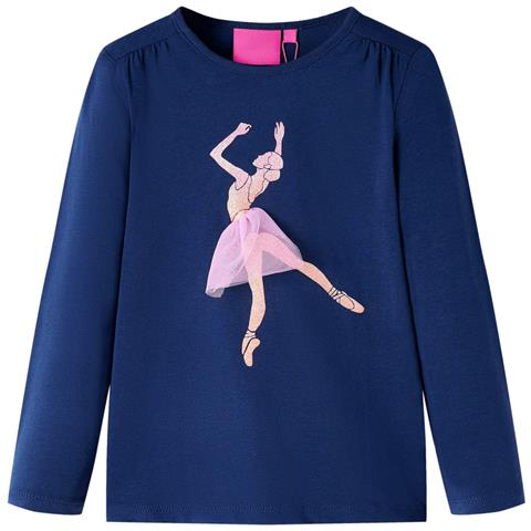 Maglietta Da Bambina Maniche Lunghe Blu Marino 128 - Foto 1