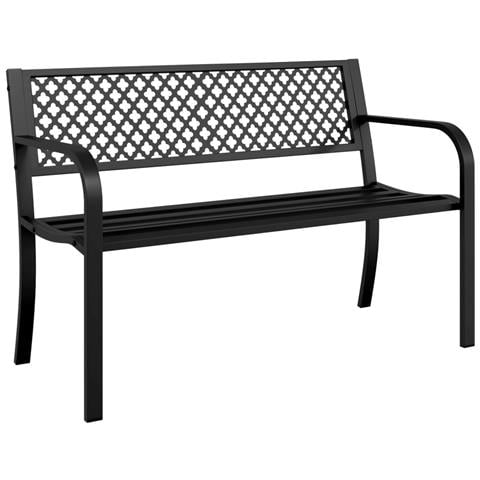 Panchina Da Giardino 119 Cm Nera In Acciaio - Foto 2