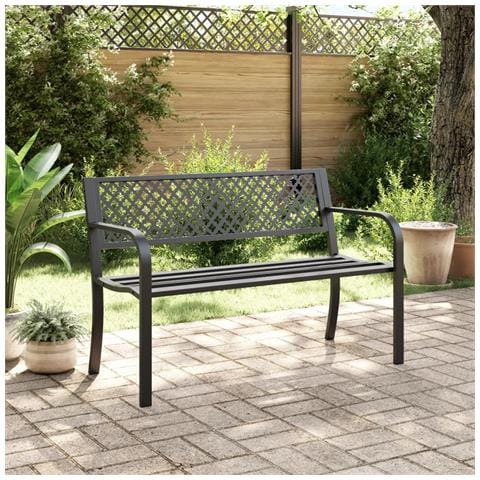 Panchina Da Giardino 119 Cm Nera In Acciaio - Foto 3