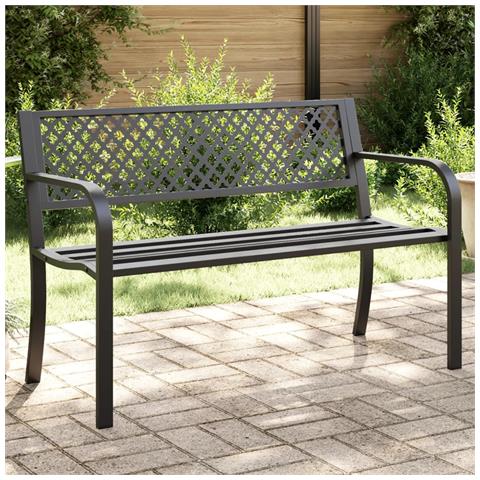 Panchina Da Giardino 119 Cm Nera In Acciaio - Foto 1