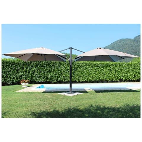 Ombrellone Doppio Da Giardino A Palo Centrale 6,35x3 Mt Con Struttura In Alluminio Gemini - Gray - Foto 1