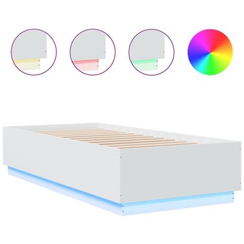 Giroletto Con Luci Led Bianco 90x200 Cm In Legno Multistrato - Foto 2