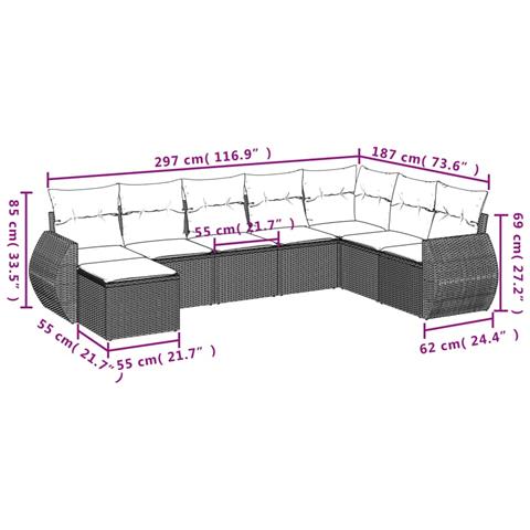 Set Divani Da Giardino 9 Pz Con Cuscini Nero In Polyrattan - Foto 3