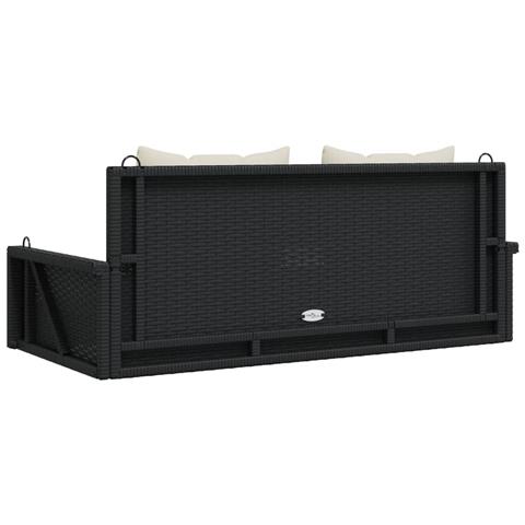 Panchina a Dondolo con Cuscini Nera 119x56x48 cm in Polyrattan - Foto 2