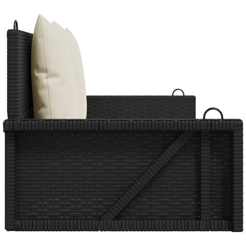 Panchina a Dondolo con Cuscini Nera 119x56x48 cm in Polyrattan - Foto 9